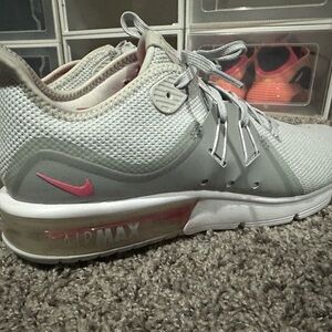 Nike Gray and Pink Athletic Shoes with Mesh Upper